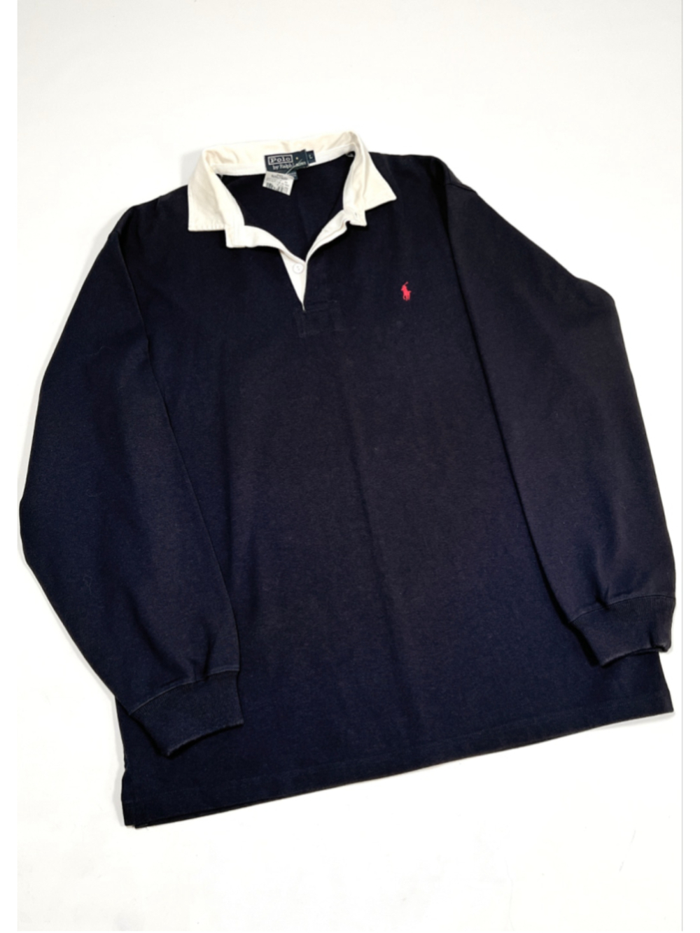 NWT Polo by Ralph Lauren Mens Shirt Rugby Shirt Navy White Size L